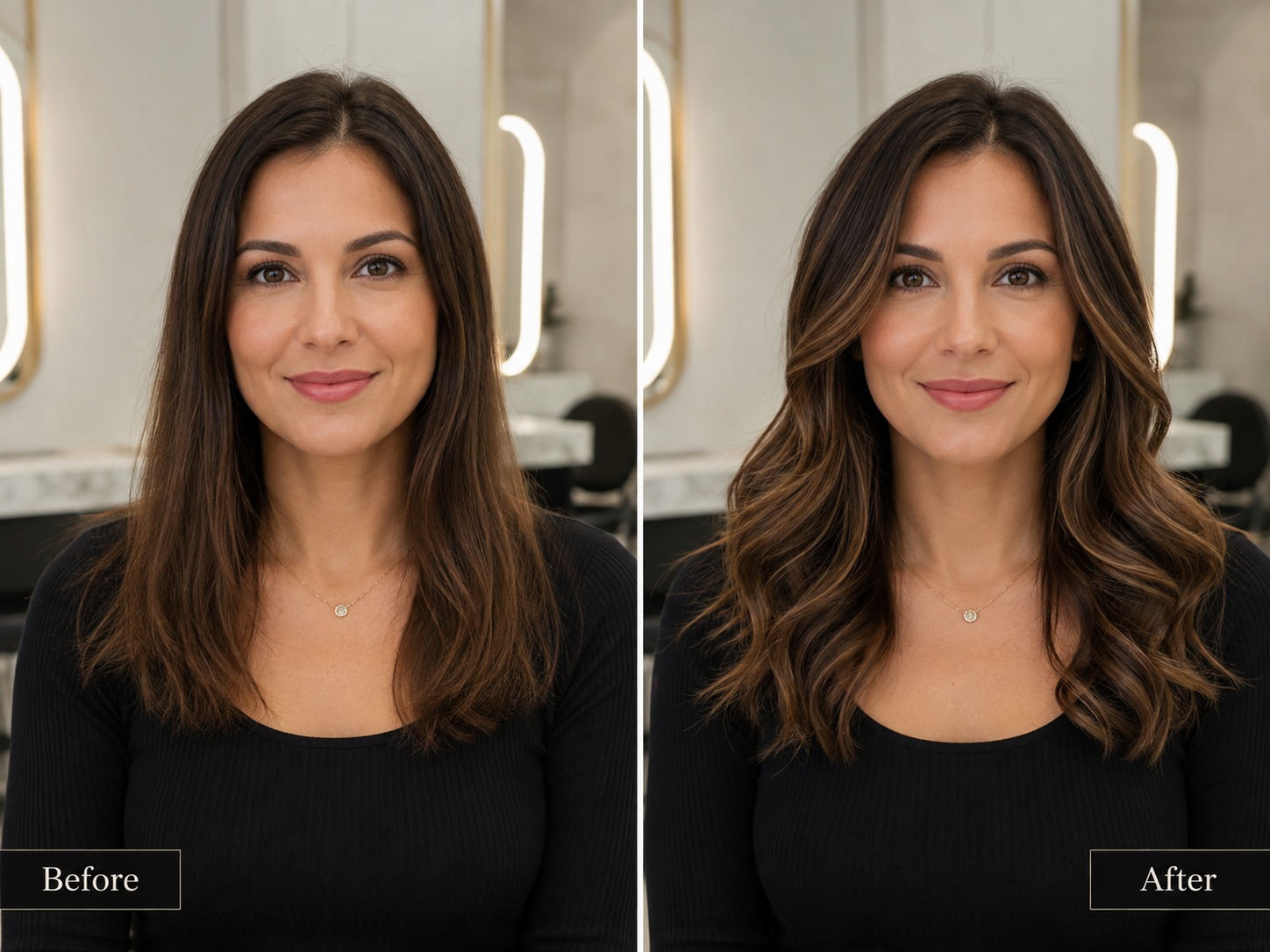 Hair Styling before-and-after example